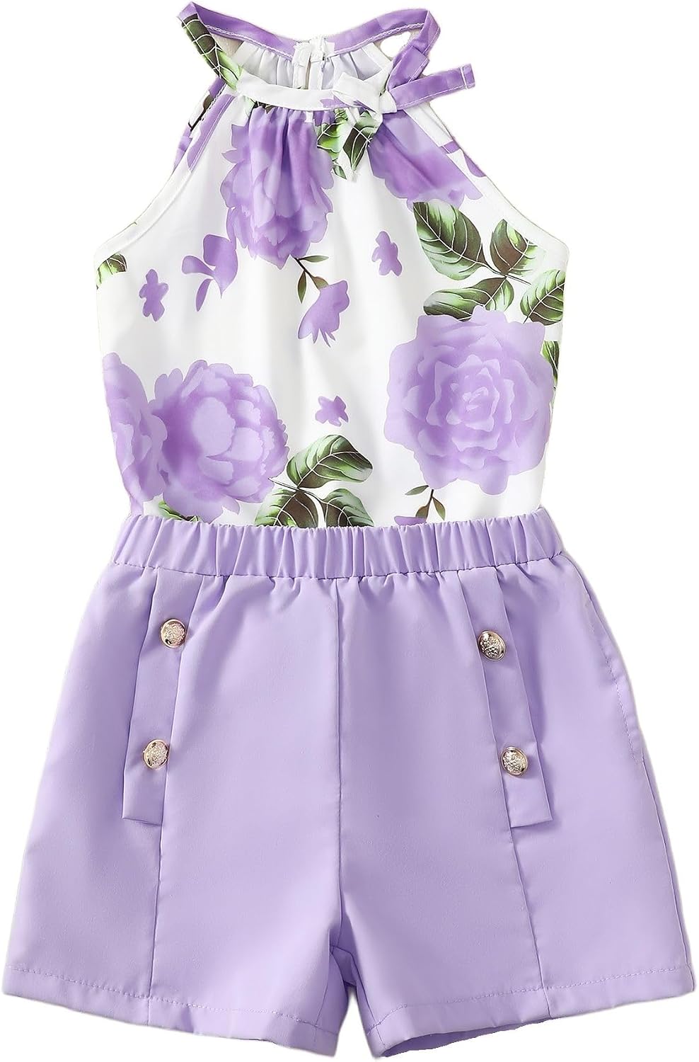 YOURUIKEY Cute Clothes for Girls Summer Outfits Kids Rose Crop Top Pockets Shorts Tween Girls Hawaiian Clothing Set Size 8-12