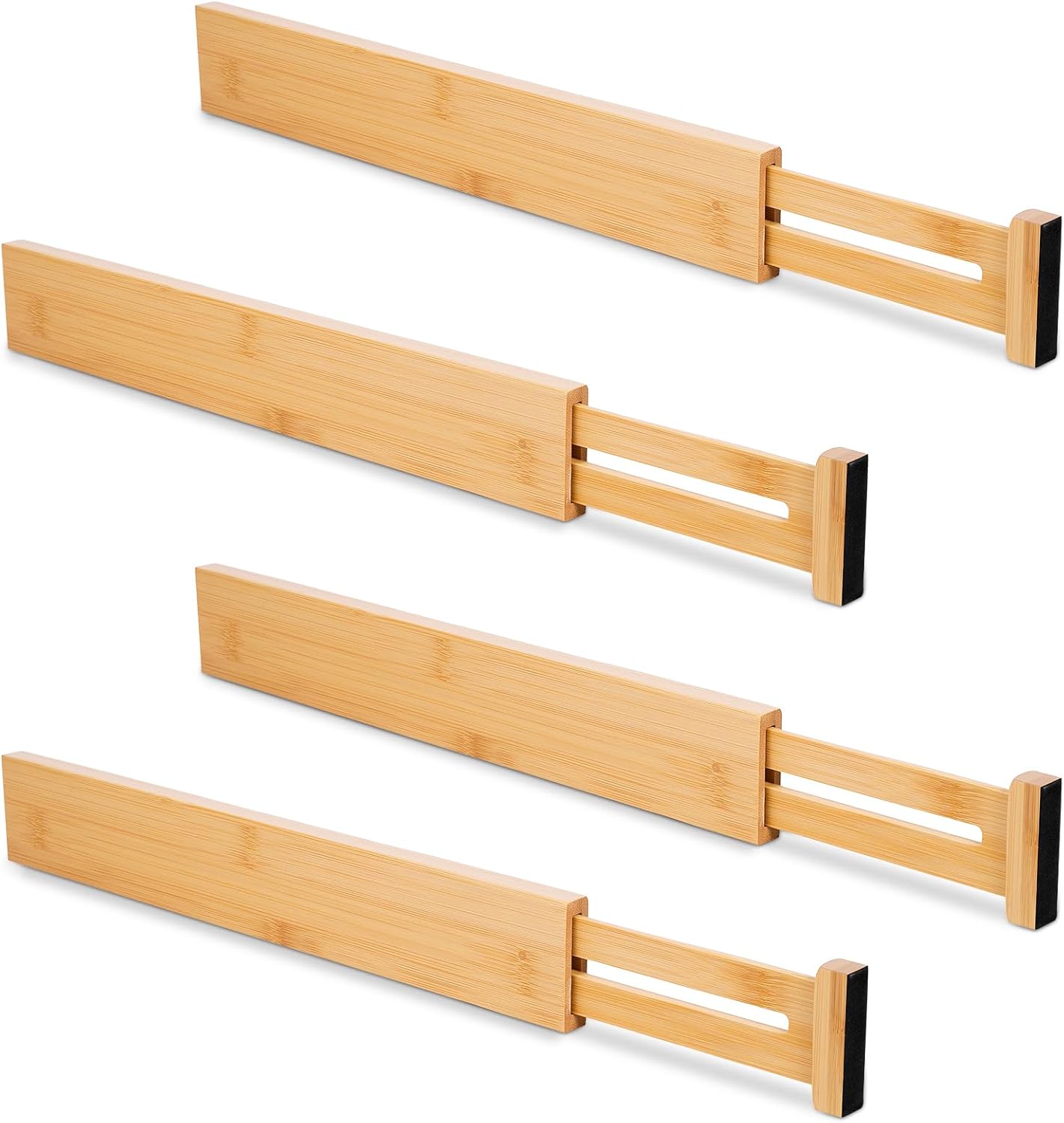 Expandable Bamboo Drawer Dividers, 4-Pack for Kitchen & Bedroom Organization Expandable Bamboo Drawer Dividers, 4-Pack for Kitchen & Bedroom Organization
