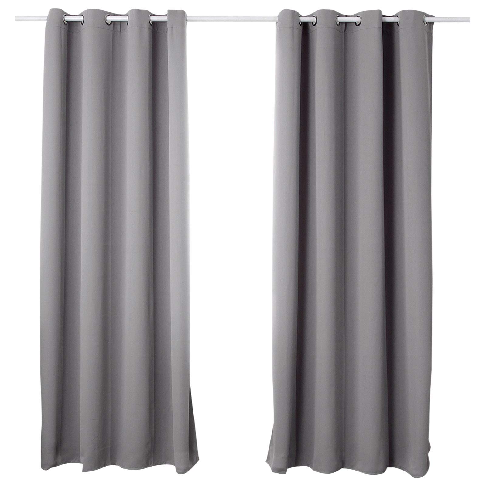 WOLTU 2er Set Gardinen mit Ösen, Verdunklungsvorhang für Wohnzimmer Schlafzimmer, Blickdicht, gegen Kälte und Hitze, 250g/m² Dicke,135x245 cm, Dunkelgrau