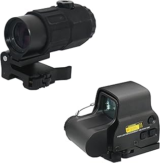 558 Green & Red Dot Reflex Scope and G45 5X Magnifying Glass Combo, Optical Holographic Hybrid Sight with G45 Magnifier, Quick Release Rollover Multiplier, for 20mm Rail Mount (Black) - AWETHE