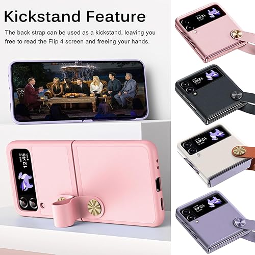 Miniatura 5 de Miimall Funda protectora para Samsung Galaxy Z Flip 4 con correa, piel sintética premium con función atril para mujeres y niñas, a prueba de golpes,