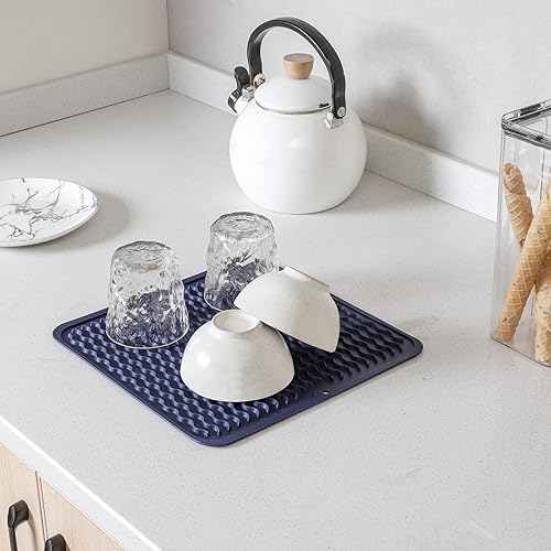 Miniatura 617 de Tapete de silicona para secado de platos para múltiples usos, fácil de limpiar, ecológico, resistente al calor, tapete de silicona para encimera