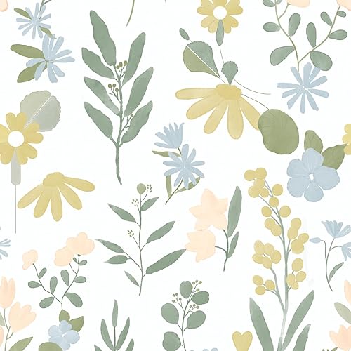 Aniboo Paquete de papel tapiz floral de 17.3 x 78.7 pulgadas para dormitorio, papel tapiz bohemio para baño, cuarto de bebé, papel tapiz