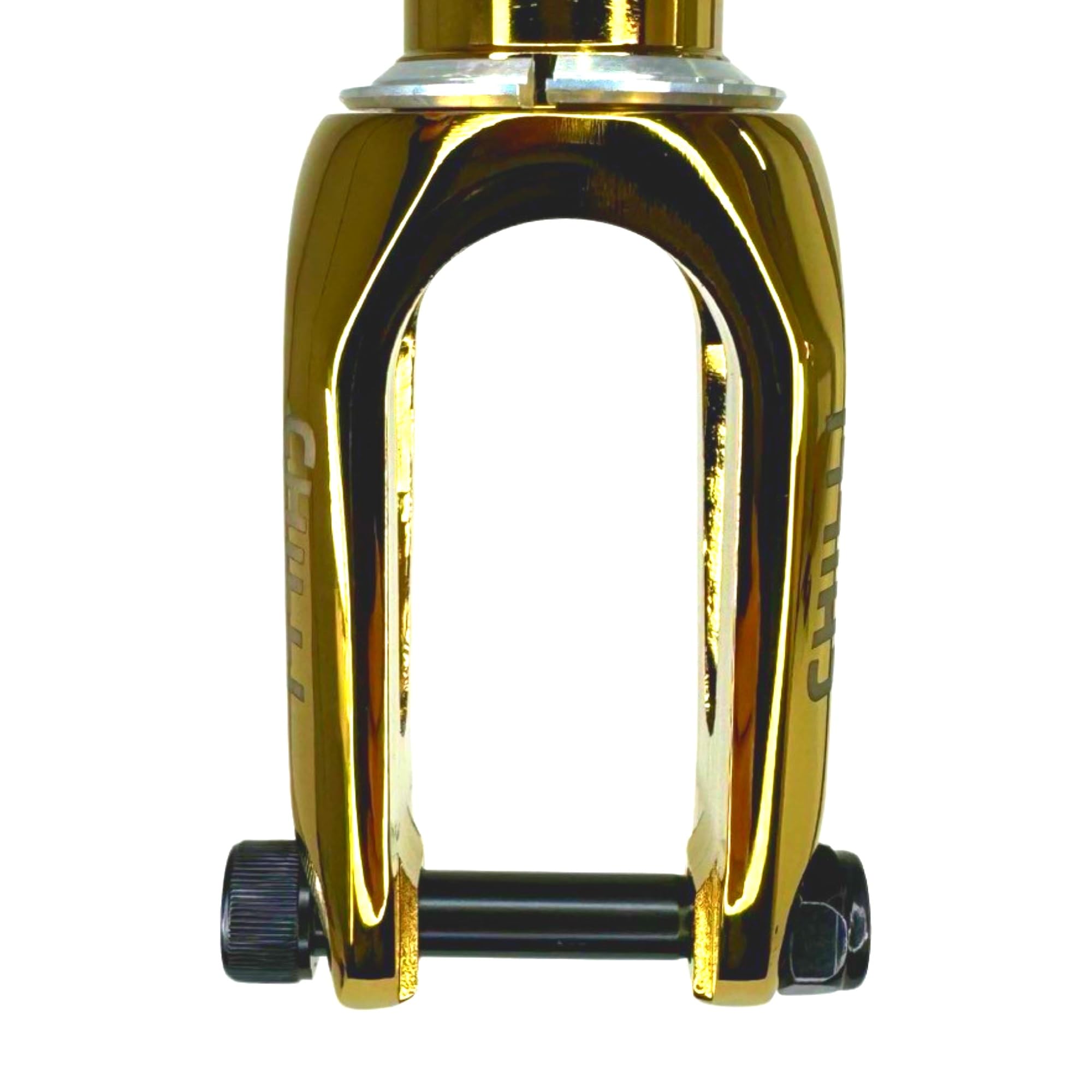 Chilli Pro Scooters Slim Cut Trottinette Stunt Fork HIC Kit complet avec jeu de direction Trick Roller Fourche de tuning de rechange Convient pour roues de 100 I 110 I 120 mm Couronne chromée dorée