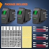 Vista 8 de Nilight - Paquete de 3 interruptores basculantes con calcomanías DIY de brillo nocturno, interruptores de luz LED SPST de 5 pines