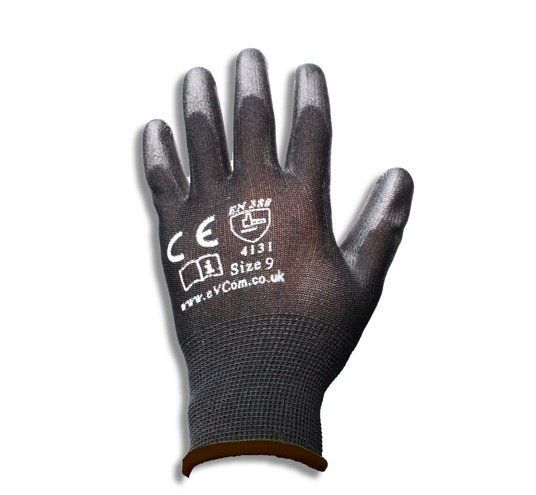 Evcom12pairs Pu Coated Black Work Gloves Improved Quality For