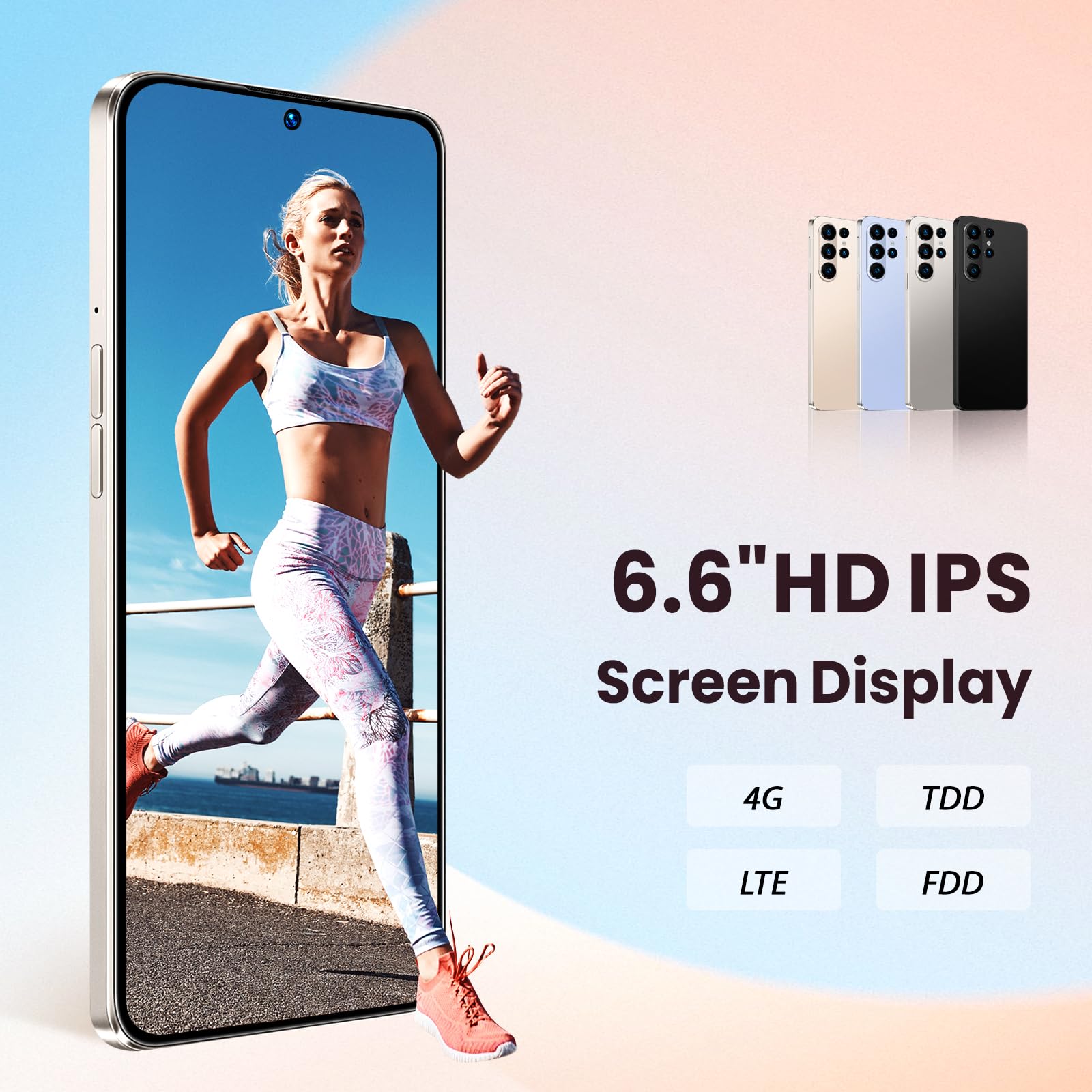 Handy ohne Vertrag, Unterstützung für 4G Network, 3GB RAM + 16GB ROM, TF-Karte erweiterter Speicher 256GB, Dual-Kamera, Dual-SIM, 4-Kern-Chip, 6,6-Zoll-Bildschirm, (grey131)