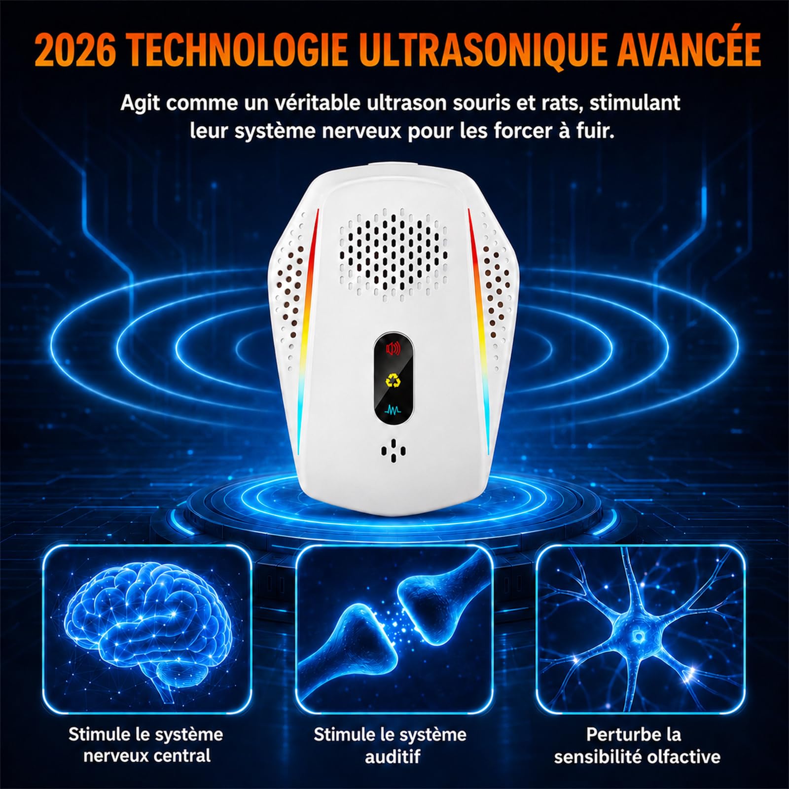 Répulsif Ultrason Souris et Rats, Pack De 6 avec 3 Modes, Anti Souris et Anti Rat Puissant pour Éloigner Les Rongeurs Nuisibles