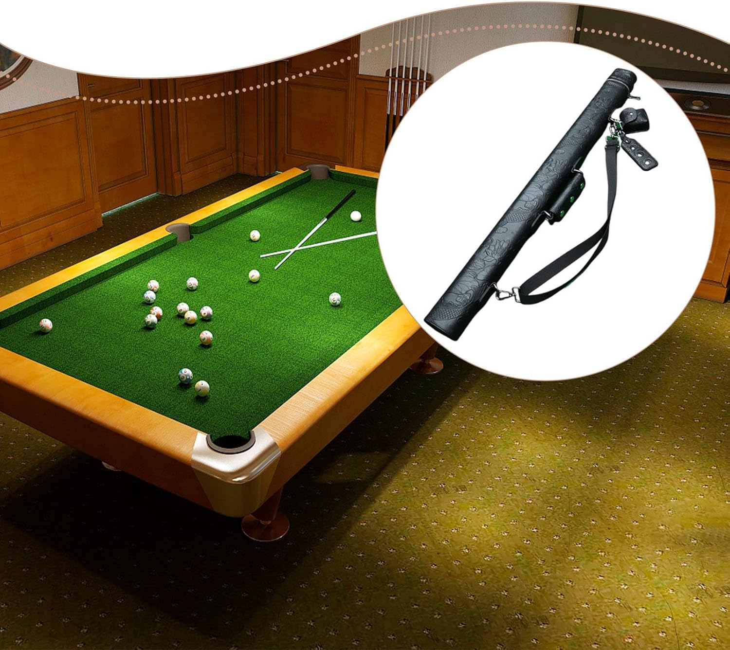 Freneci ビリヤードプールキャリーバッグ 傷防止 ポータブルオーガナイザー 軽量キャリア プールキュープロテクター 収納ポーチ