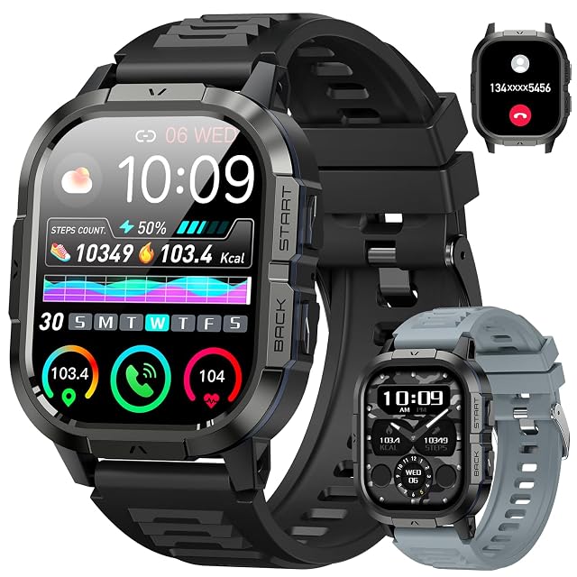 Smart Watch for Men Fitness Tracker Make Answer Call Military Smart Watches for Men Digital Mens Watches Running