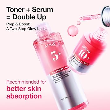 Anua Niacinamide Tranexamic Acid Brightening Booster Toner, 8.45 fl oz | Lightweight Pink Essence Toner for Dark Spot Care, Glow & Skin Clarity, Korean Skincare