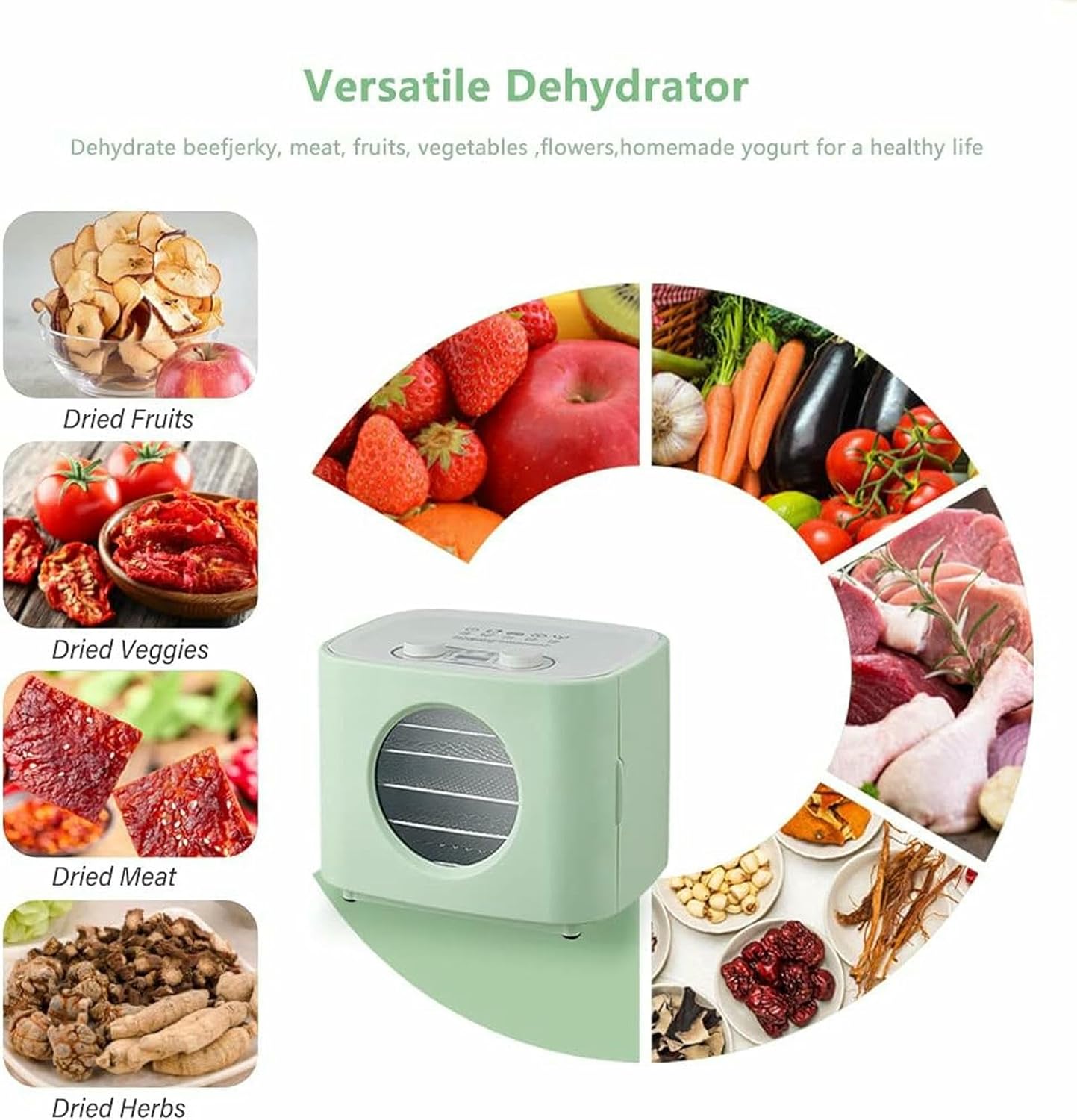 5 Stackable Trays Food Dehydrator Machine Food Preserver Adjustable Timer and Temperature Control Dryer for Jerky Or Beef Meat Maker, Fruit & Vegetable Dryer