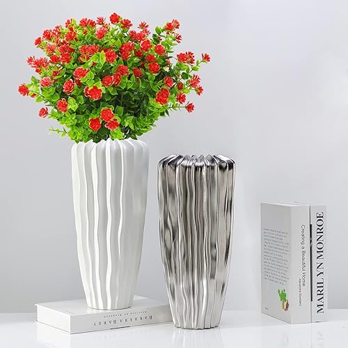 Miniatura 2 de Flores artificiales para exteriores, 8 ramos resistentes a los rayos UV, flores falsas de plástico para exteriores, plantas verdes artificiales para