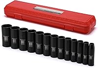 Vista 9 de MIXPOWER Juego de 14 llaves de vaso de impacto profundo de 1/2 pulgada, 0.394 in-1.063 in, acero Cr-Mo, métrico, grado de impacto, estuche