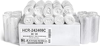 Aluf Plastics HCR-242408C High Density Star Sealed Coreless Roll Bags, 7 gal, Polyethylene, 24" x 24, Clear (Pack of 1000)
