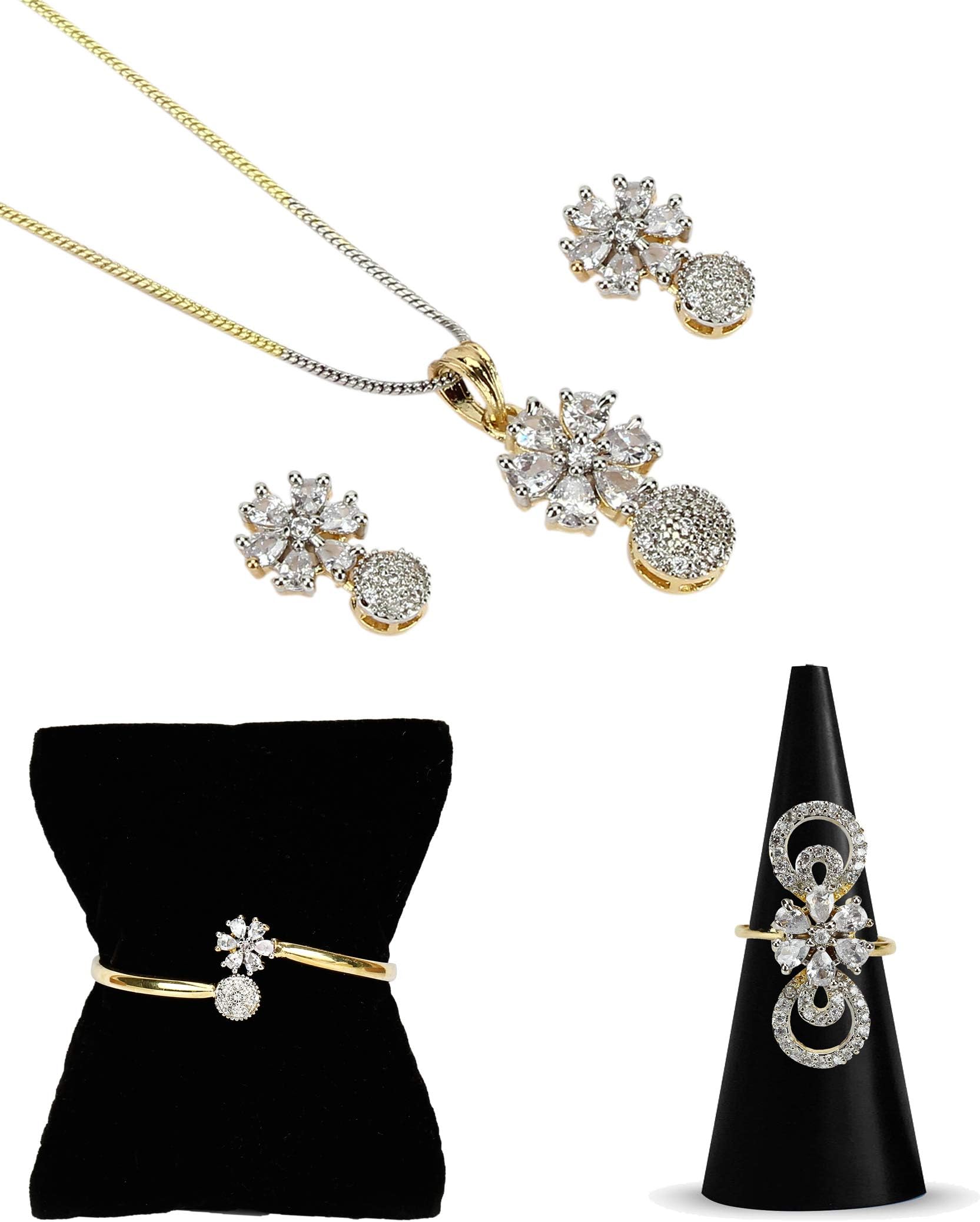 Jewellery Set for Women Combo of Necklace Set with Earrings, Bracelet and Ring for Girls and Women