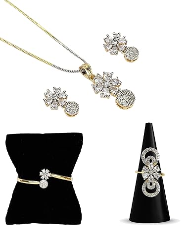 YouBella Jewellery Set for Women Combo of Necklace Set with Earrings, Bracelet and Ring for Girls and Women
