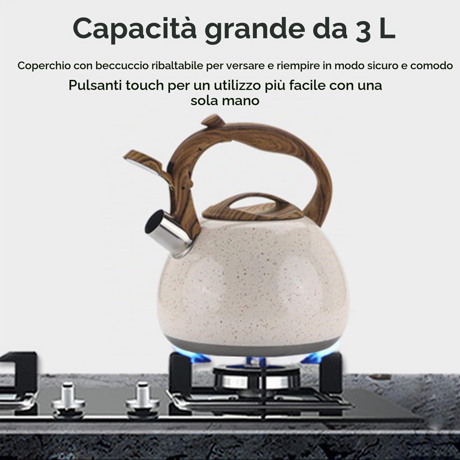 Bollitore da tè con fischio da 3 litri, bollitore a fischio, bollitore da tè con fischio Bollitores con in acciaio inossidabile per uso domestico di grande capac