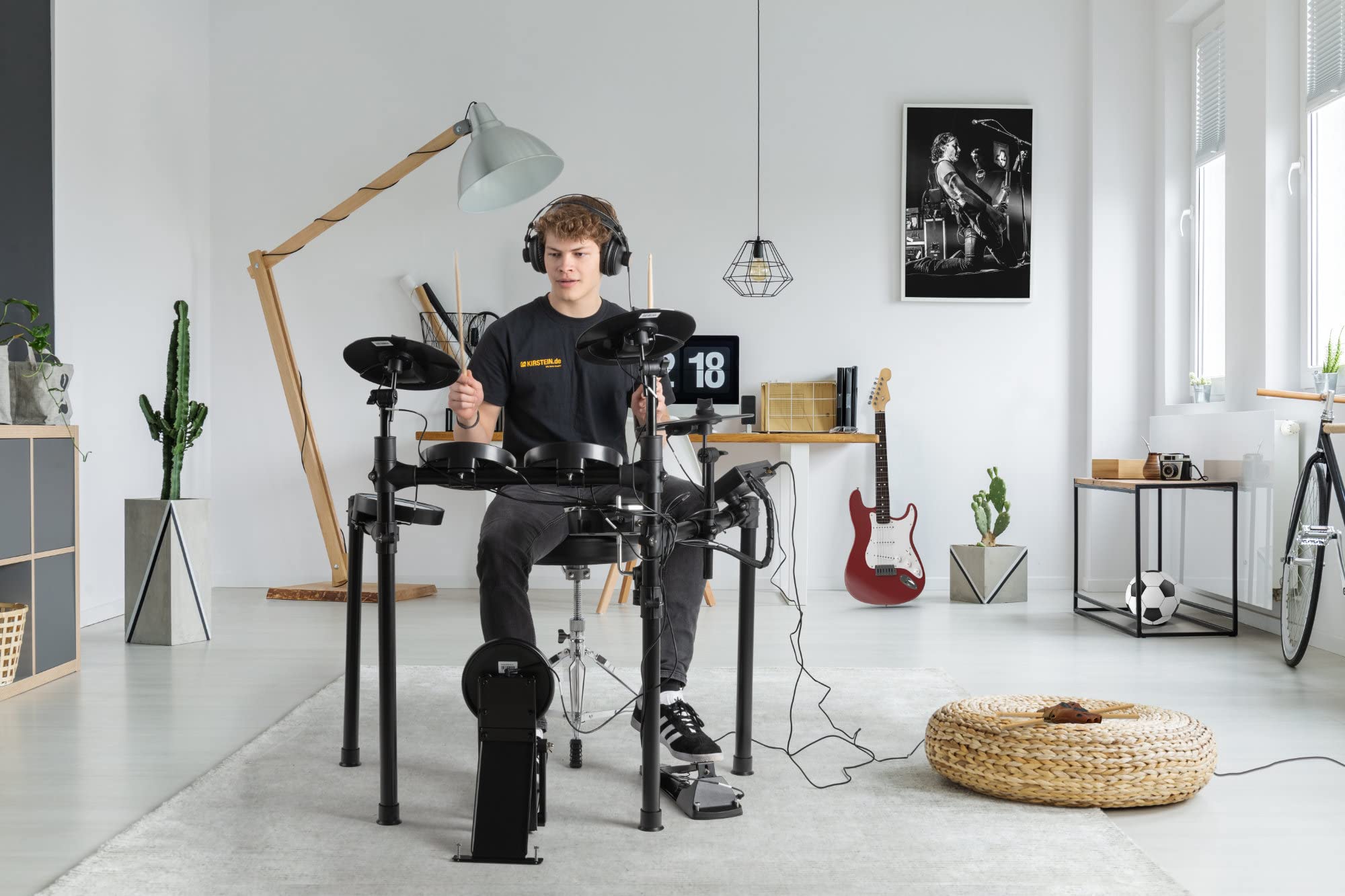 XDrum DD-460P E-Drum Kit, Batteria elettronica con Mesh Heads, Incluso rack | 1x 8" Snarepad Dual-Zone, 1x 8" Kickpad, 3x 8" Tompad Single-Zone, 3x 10" Pad piatti Dual-Zone, Tutti i piatti stoppabili
