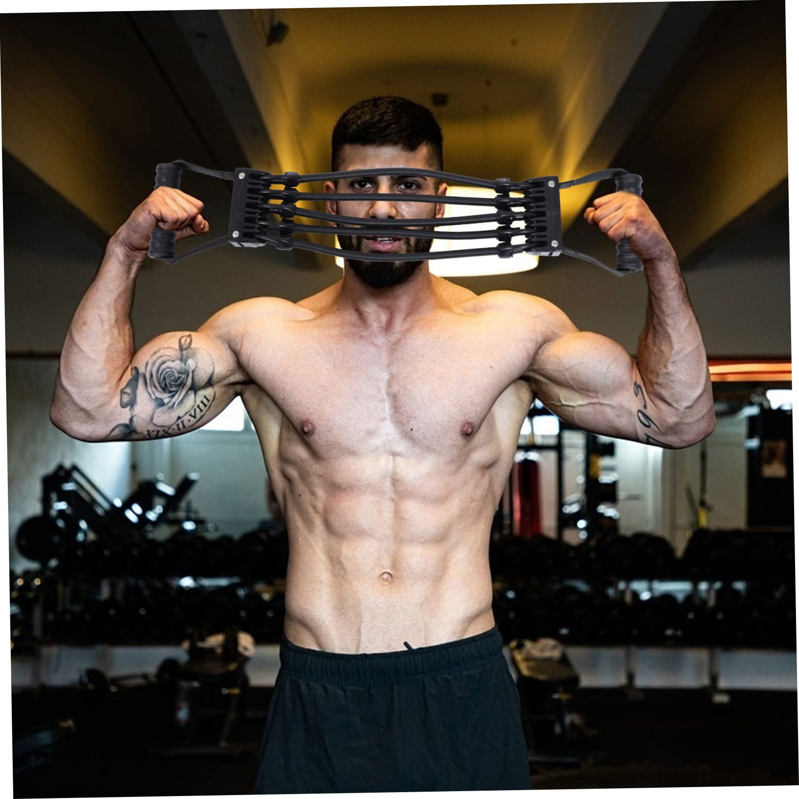 Banda Elastica Espansore Torace Nero per Allenamento Fitness | Super Elasticità, Lattice e Plastica, per Principianti Fitness e Bodybuilding