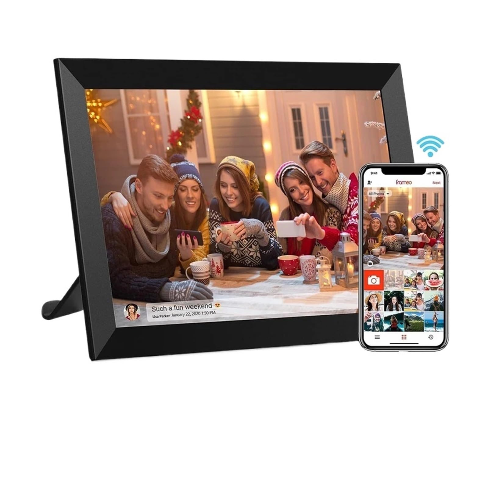 Photo Frame 10.1 Inch Smart WiFi Digital Photo Frame 1280x800 IPS LCD Touch Screen Built in 32GB Memory Good Gift(Black)