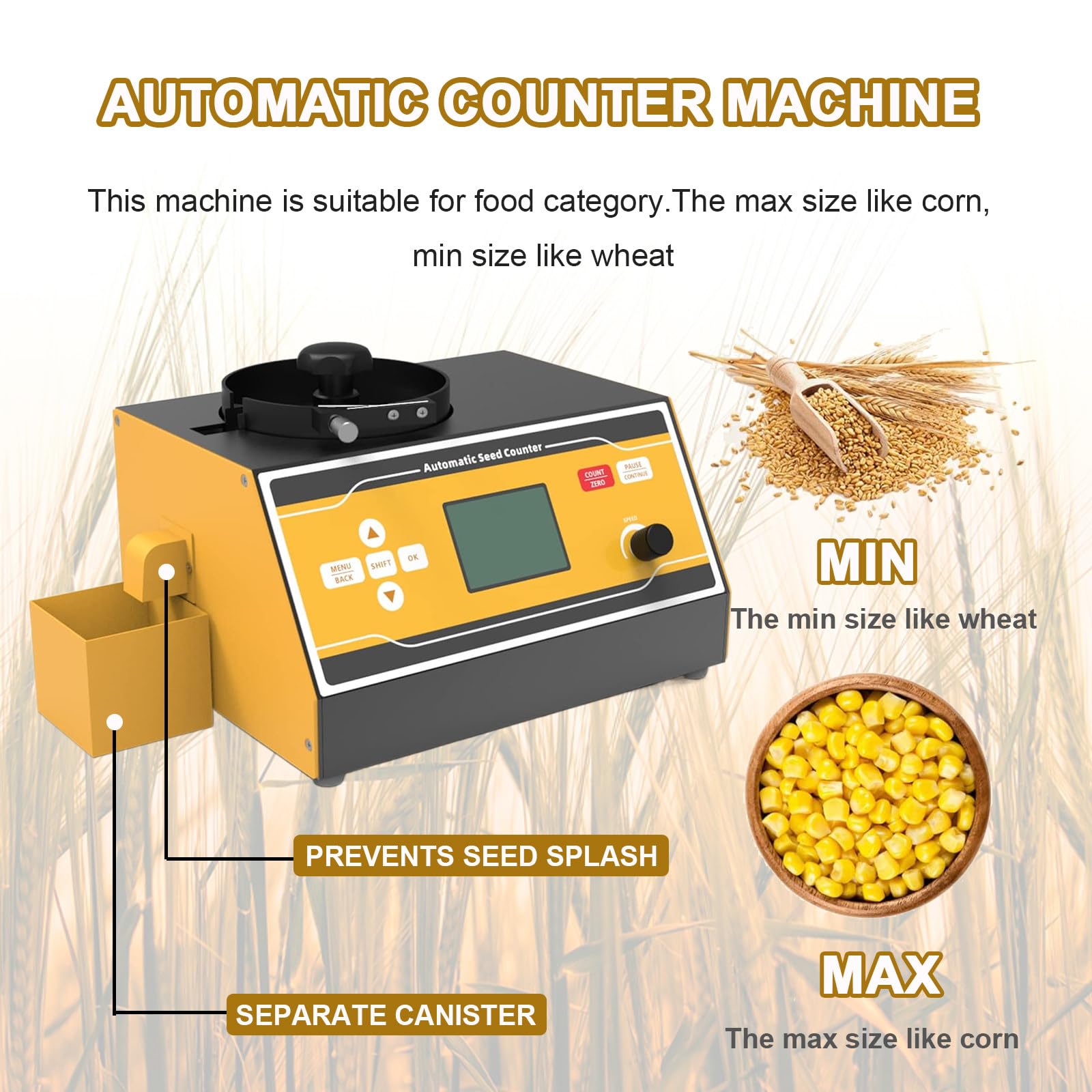 Automatische Saatgutzählermaschine mit einstellbarer Geschwindigkeit und klarem LED-Bildschirm, Mikrocomputer-Instrument für Reis, Sojabohnen, Mais, Weizen, Gemüsesamen