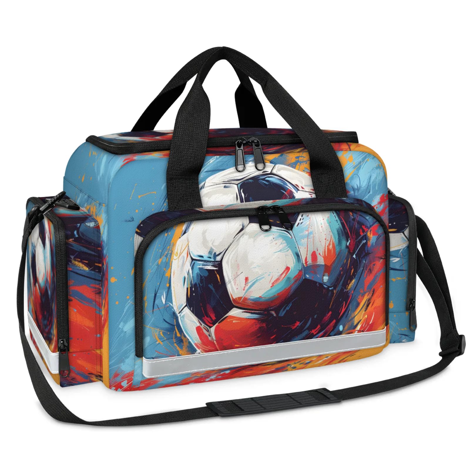 GzLeyigou First Aid Bags Empty, Oil Painting Football Emergency Bag First Aid Kit Multiple Compartment Kit Carrier On Call Trauma Bag For Paramedics Emergency Medical Supplies Kit