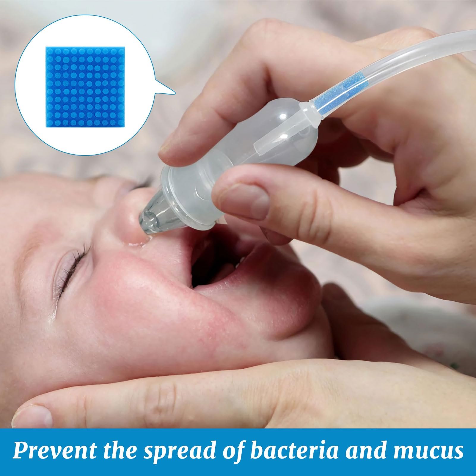 300 Pcs Baby Nose Suckers Filters, Latex-Free Sanitary Foam Sponge Nasal Aspirator Hygienic Filters - Image 4