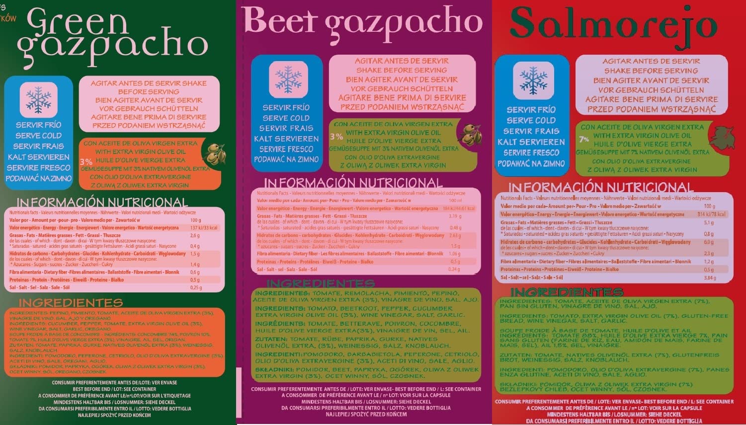 Villaolivo Pack Gazpachos y Salmorejos 1L (6 Botellas) Bio y Tradicional 100% Natural Sin Conservantes