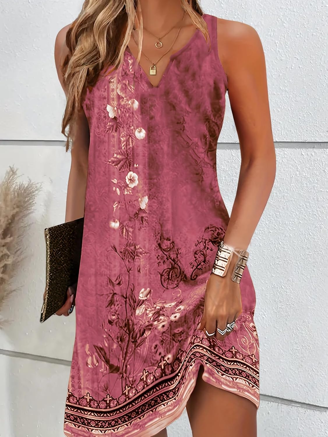 Women's Dresses Elegant Floral Print Dress Sleeveless Sundresses Casual Loose Tank Sun Dresses - Image 2