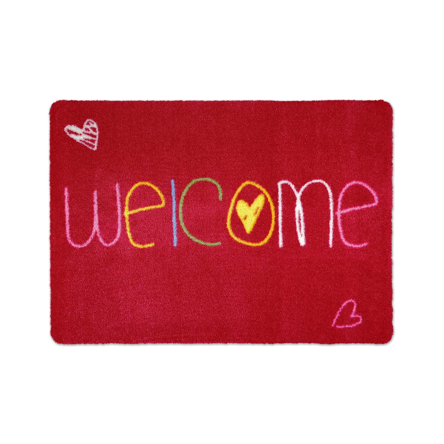 Paillasson Welcome rouge absorbant pour en finir avec les traces de pas dans l'entrée