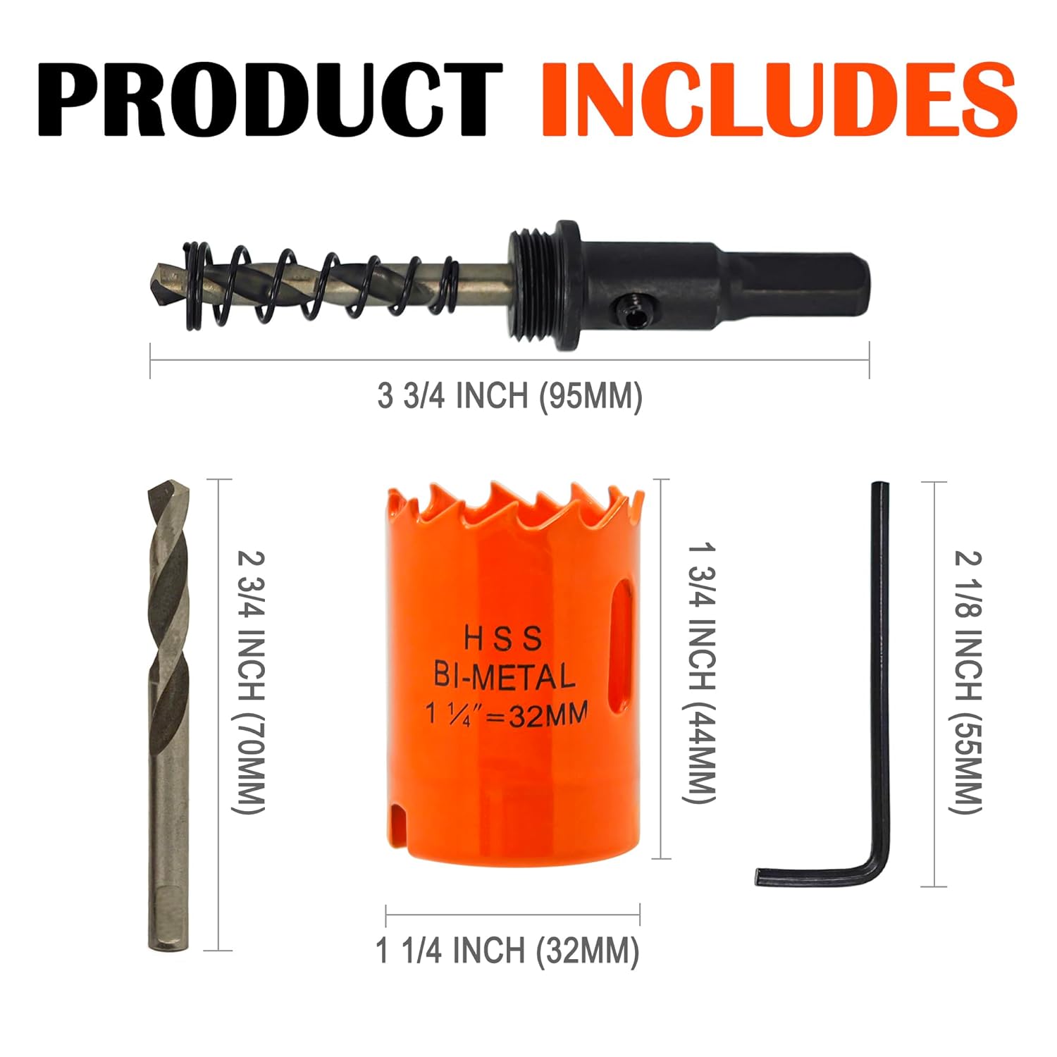Koopi 1 1/4 inch Hole Saw with Arbor and Drill Bit, 1.25 in M42 Bi-Metal Hole Cutter - Quick & Smooth Cutting for Metal, Wood, Plastic
