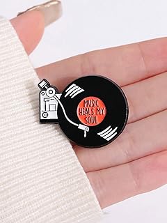 Letter Casual Streetwear Zinc Alloy Brooch Black Round Geometric Music Apparel Accessory Pin Magnetic Stud Lapel Pin Dress Accessories Clothes Bag Charm