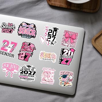 12Pcs-3 Senior 2027 Sticker Pack Cute Girly Boy Pink High School Stickers