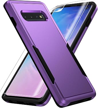 for Samsung Galaxy S10 Case,with HD Screen Protector [Military Grade Drop Tested] Heavy-Duty Tough Rugged Shockproof Protective Case for Samsung S10, Purple