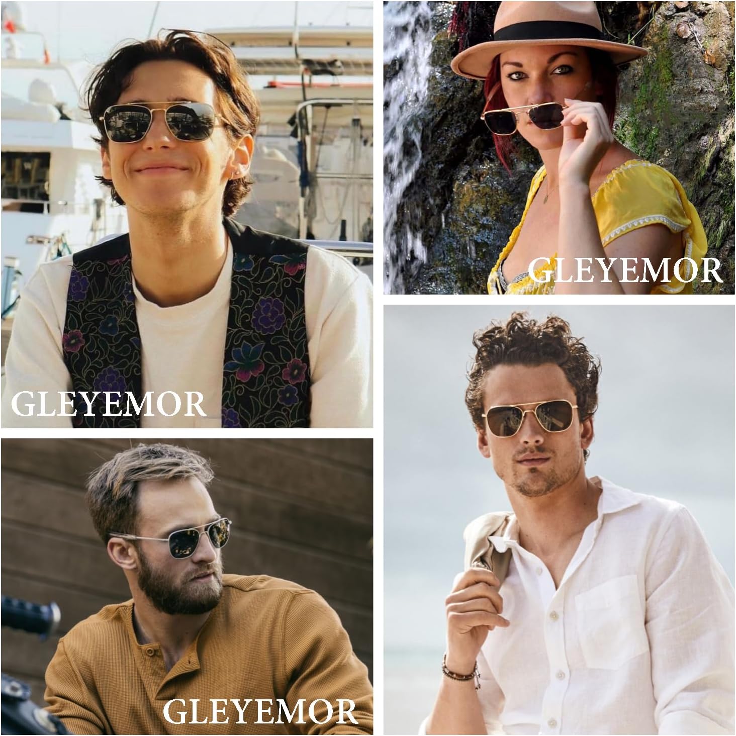 Gleyemor Polarized Square Aviator Sunglasses for Men Retro Military Tough Guy Style Shades - Image 5