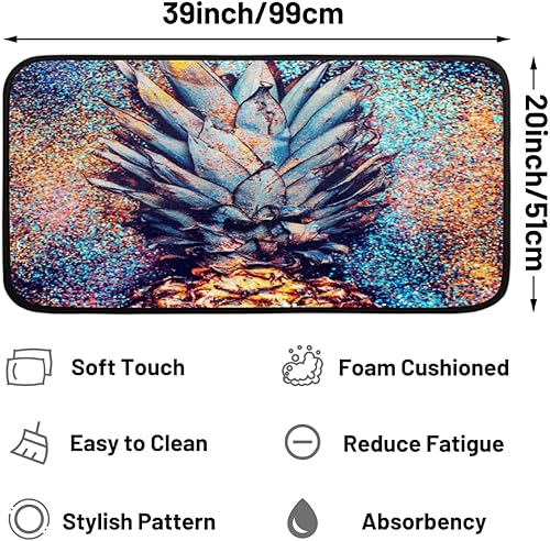 Miniatura 2 de Alfombrillas de cocina acolchadas y antifatiga, antideslizantes, lavables, para el hogar, oficina, fregadero, lavandería, 39 x 20 pulgadas