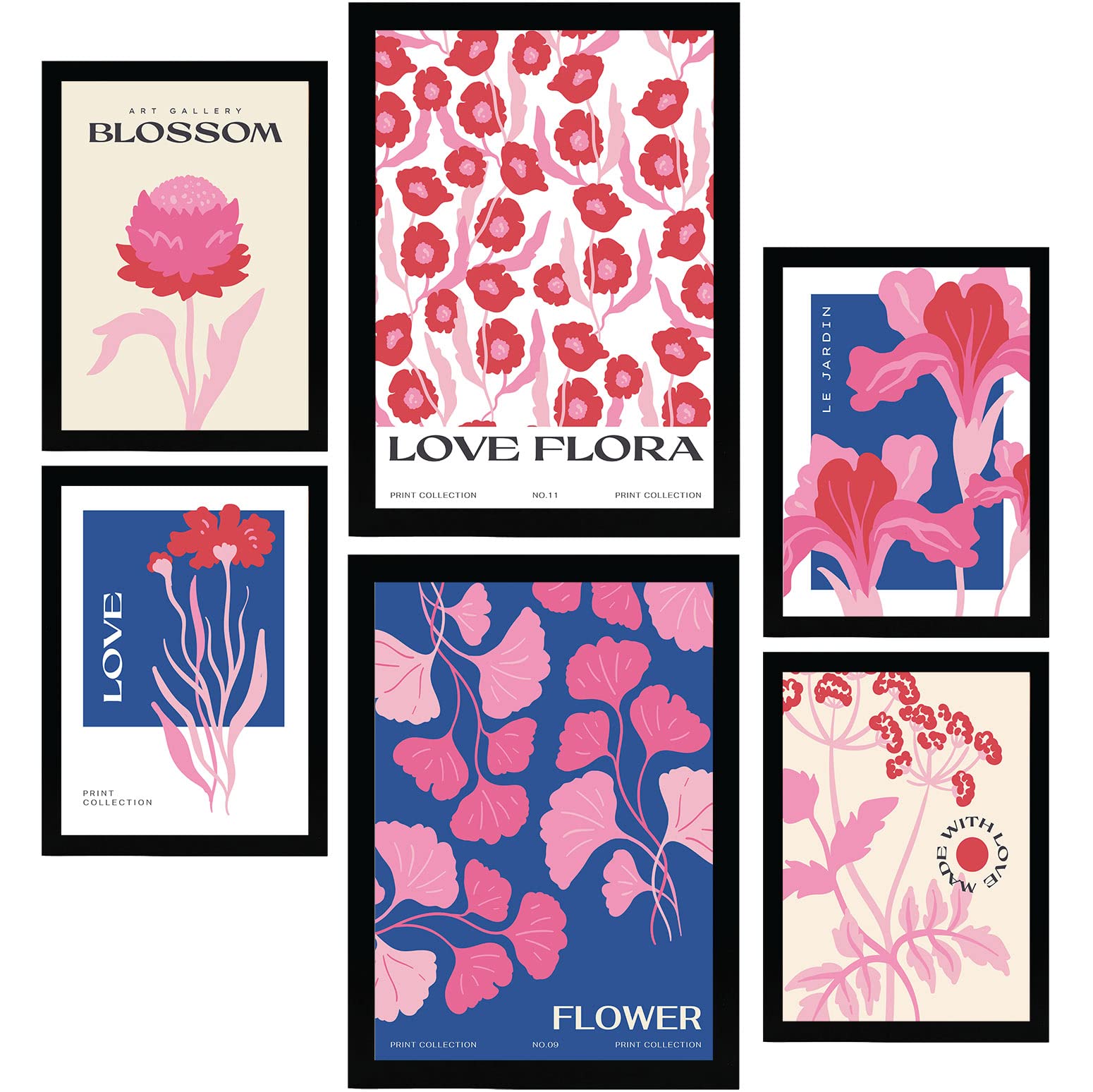 Affiches de fleurs deco murale botanique lot de 6 poster nature pour chambre et salon A3 A4