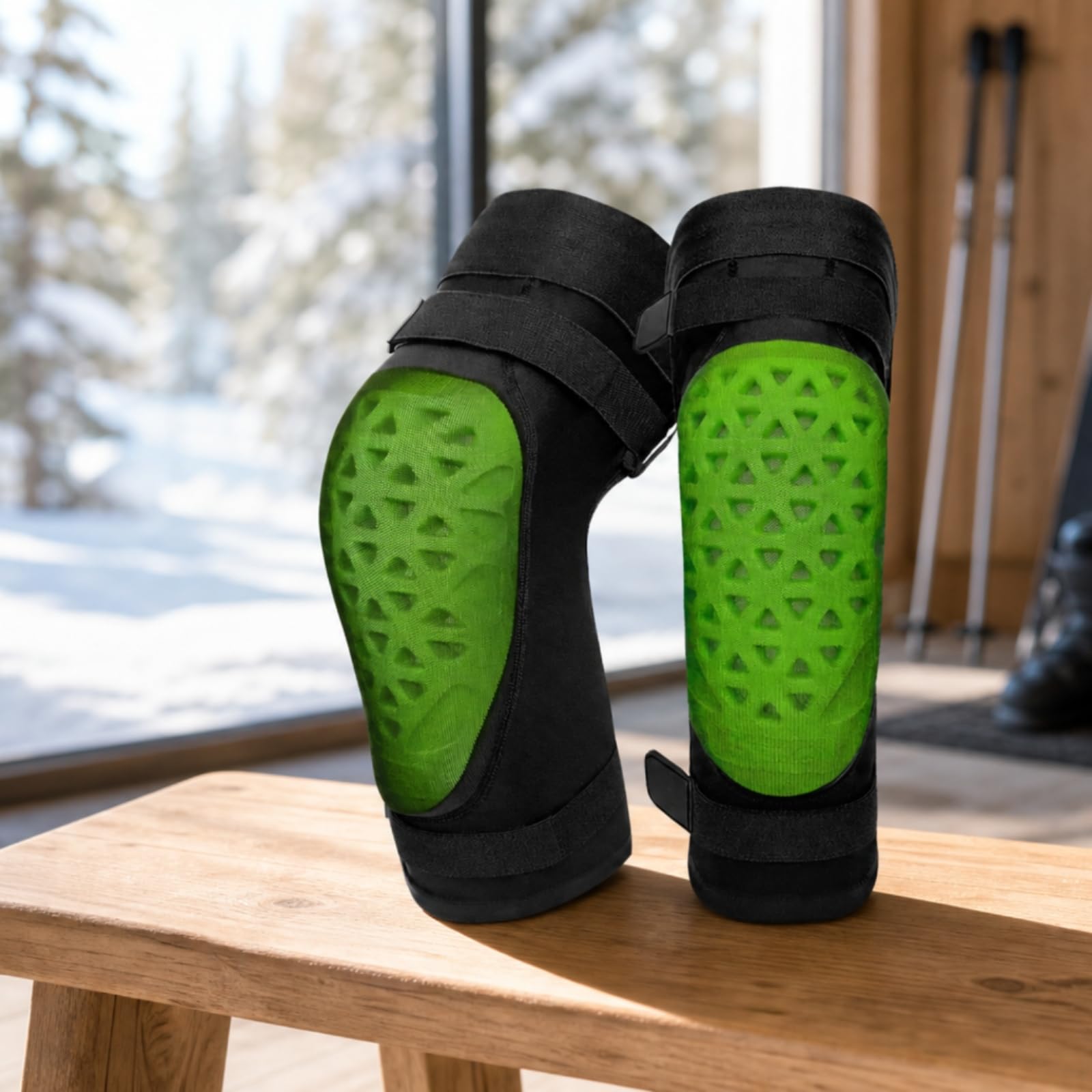 Ginocchiere da Sciistico Regolabili Ginocchiere con Imbottitura Antishock Equipaggiamento Protettivo per Sportivi, Sport Invernali, Allenamento