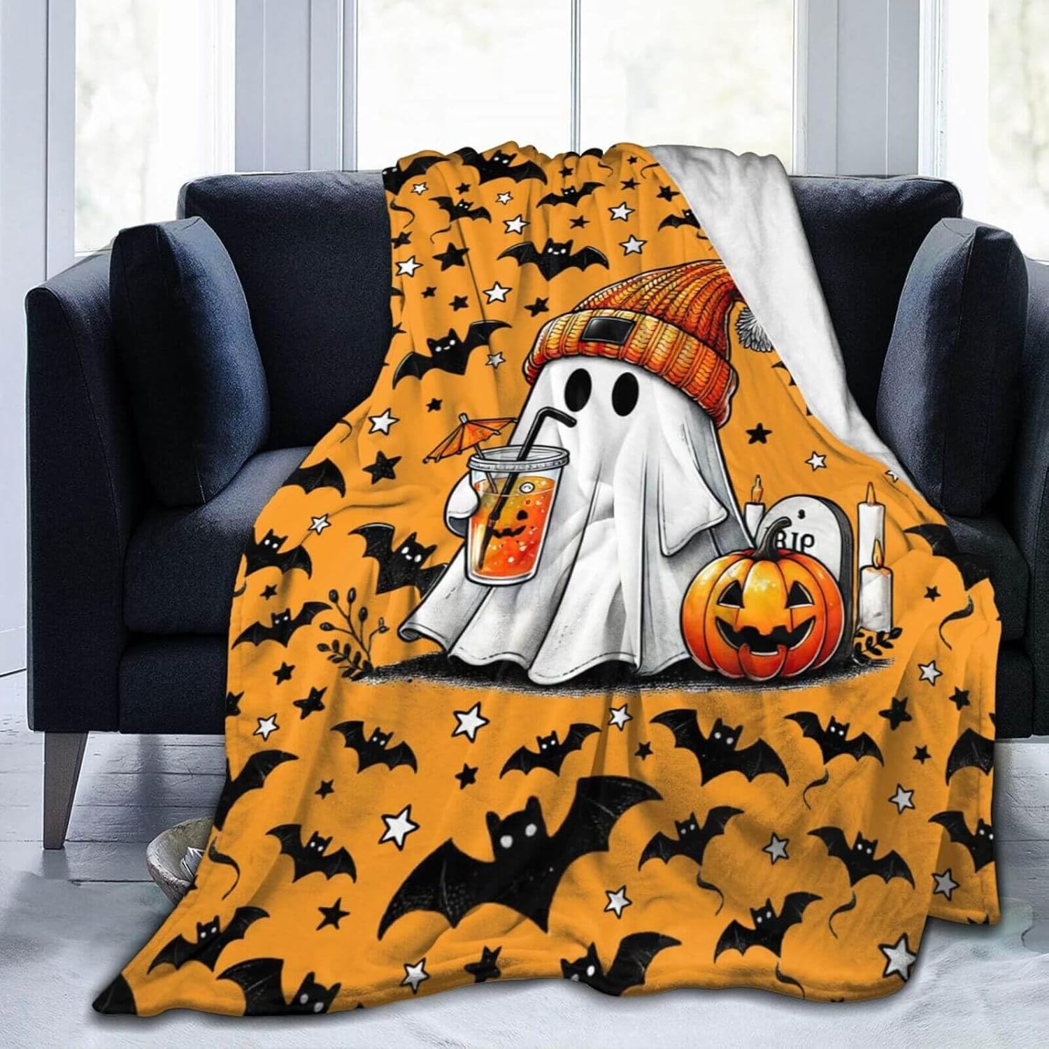 Halloween Blanket for Boys Girls, Haunted Halloween Themed Design Printed Throw Blankets for Kids Lap, Chair Sofa, Warm Soft Cozy Blanket, 40"x 50" - Image 2