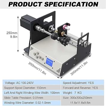 Automatic Coil Winding Machine for Precision Wire Winding, Adjustable Speed and Auto-Alignment, Ideal for Small Workshops and Manufacturing Applications