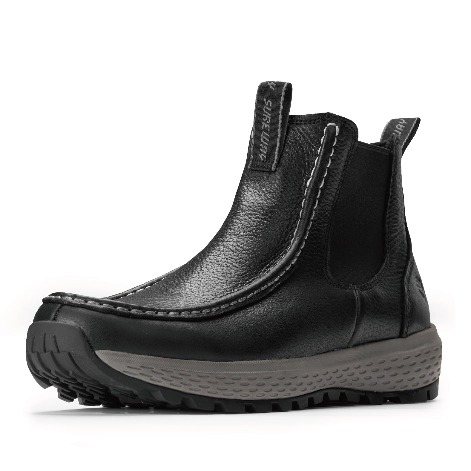 Men's Chelsea Boots - Lightweight Slip-On Work Boots with Moc Toe Design,Casual Leather Boots Slip-Resistant Rubber Outsole,Chukka boots for All-Weather Comfort (Office,Casual,Dress)