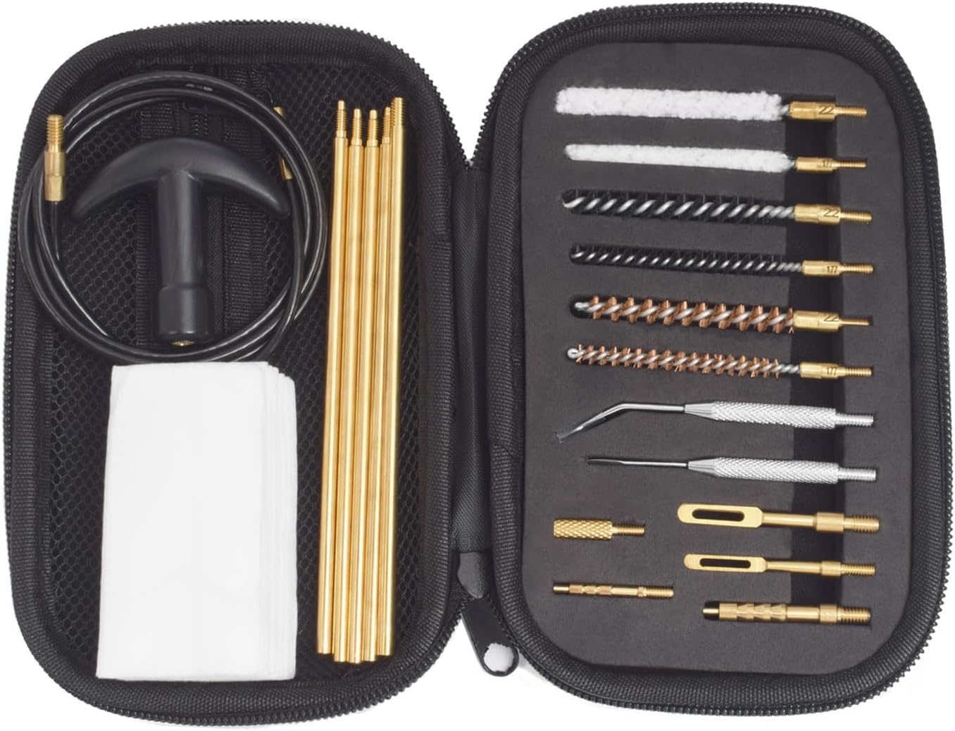 177 & .22 Cal Airgun Cleaning Kit with Cotton Mop, Bronze Bore Brush, Brass Jag, Slotted Tips, Nylon Brushes, Brass Cleaning Rod