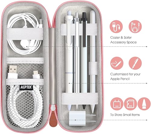 Miniatura 4 de AGPTEK Estuche Portador de Lápices Compatible con Apple Pencil, Stylus iPad Pro Pen, Lápiz, Samsung, Huawei, Accesorios para Apple Pen, Cable USB,
