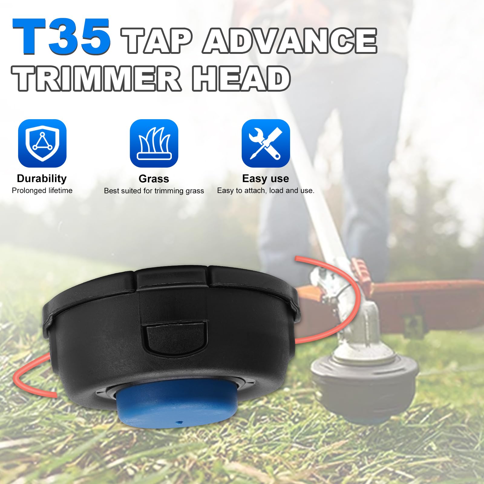 Paquete de 5 cabezales de recortadora T35 para recortadoras de cuerdas, malezas compatibles con Husqvarna 123L 225L 232L 323L 324Lx 325L 325Lx 326L 322R 130C 130L 330LK Reemplazo # 537388101 531101