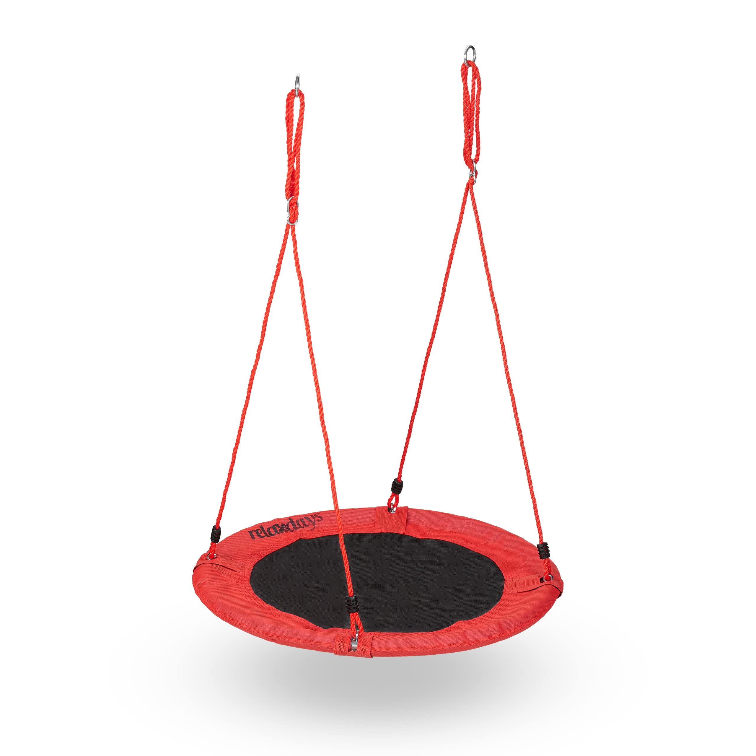 Relaxdays Columpio Nido, Balancín Colgante Redondo 90 cm Ø, Niños y Adultos, Regulable, 100 kg, Exterior/Interior, Rojo, 90cm