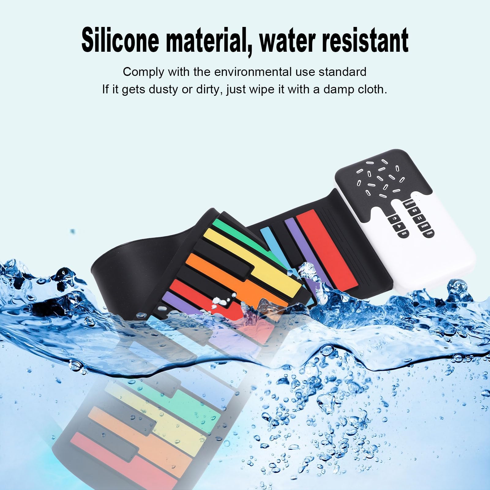 Tastiera a 49 tasti, pianoforte arrotolabile portatile per principianti, tastiera pieghevole arrotolabile in silicone arrotolata a mano con altoparlante integrato