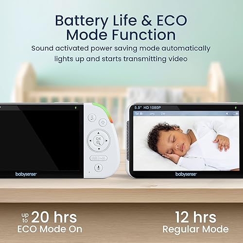 Miniatura 6 de Babysense Monitor de bebé de pantalla dividida Full HD de 55 pulgadas 1080p monitor de bebé de video con cámara y audio cámara PTZ luz nocturna RGB