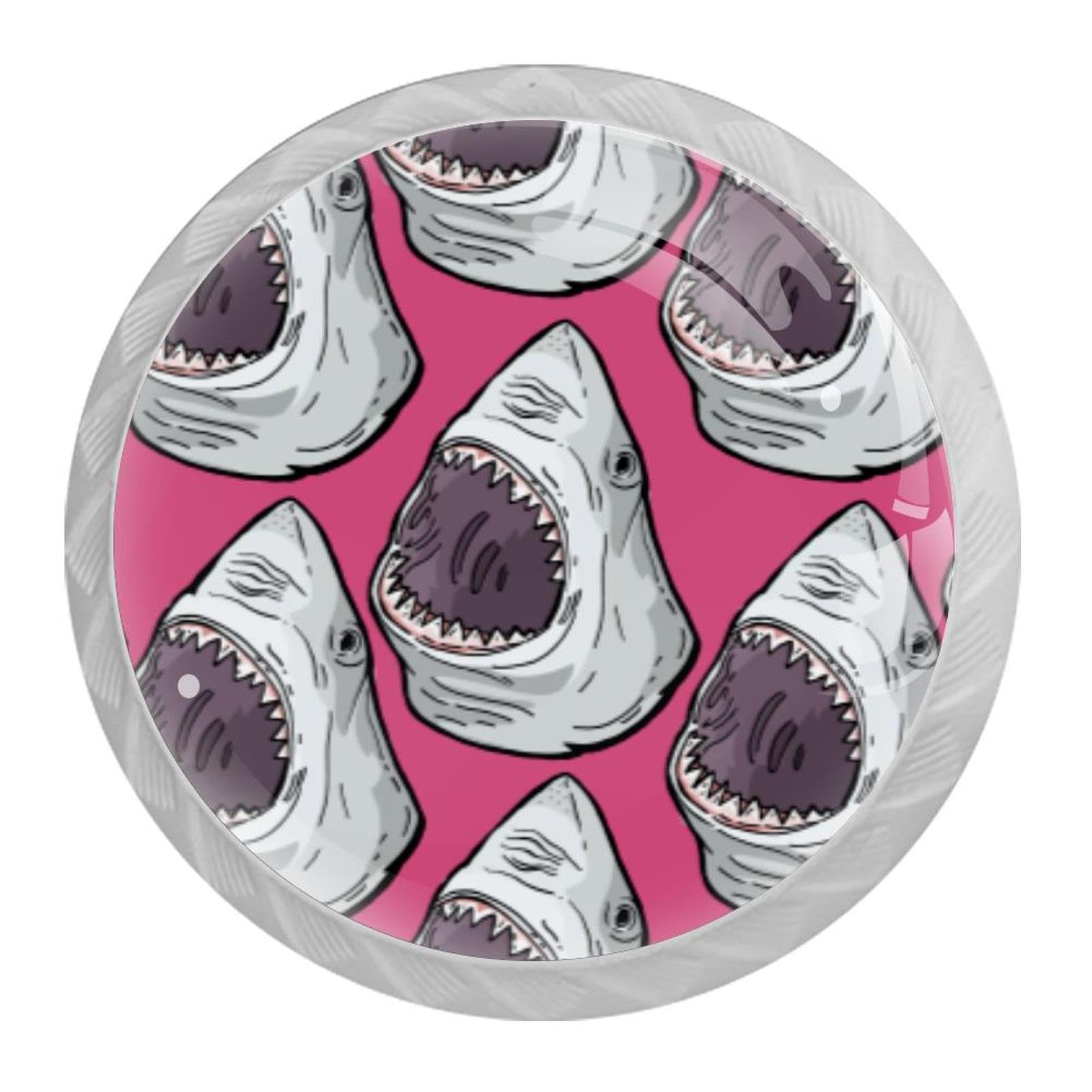 Tqmspg 4 Pieces Drawer Pulls Sharks Pattern Door Knobs Dresser Handles for Kitchen Wardrobe Cupboard Hardware Furniture