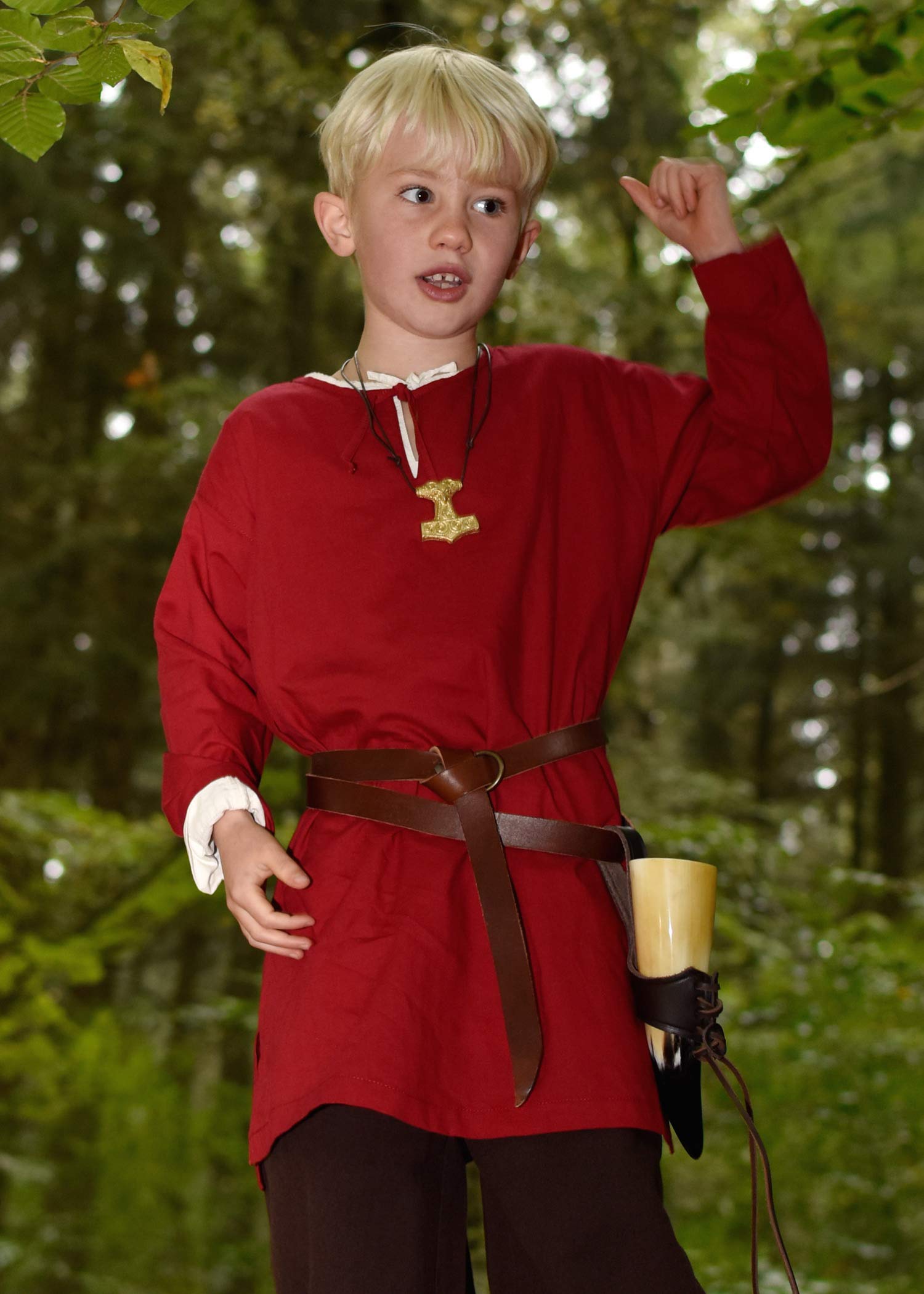 Battle-Merchant Średniowieczna dziecięca tunika Arn - chłopcy i dziewczęta - bawełna - odzież średniowieczna - Wikingowie - piraci - rycerze - kostium - karnawał - LARP